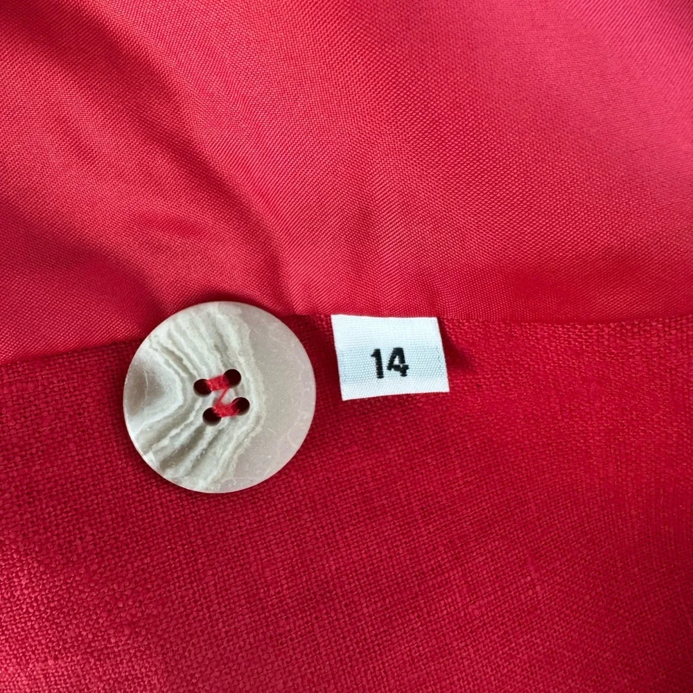 International Scene 1980s Red Linen One Button Blazer Size 14 - Picture 9 of 11